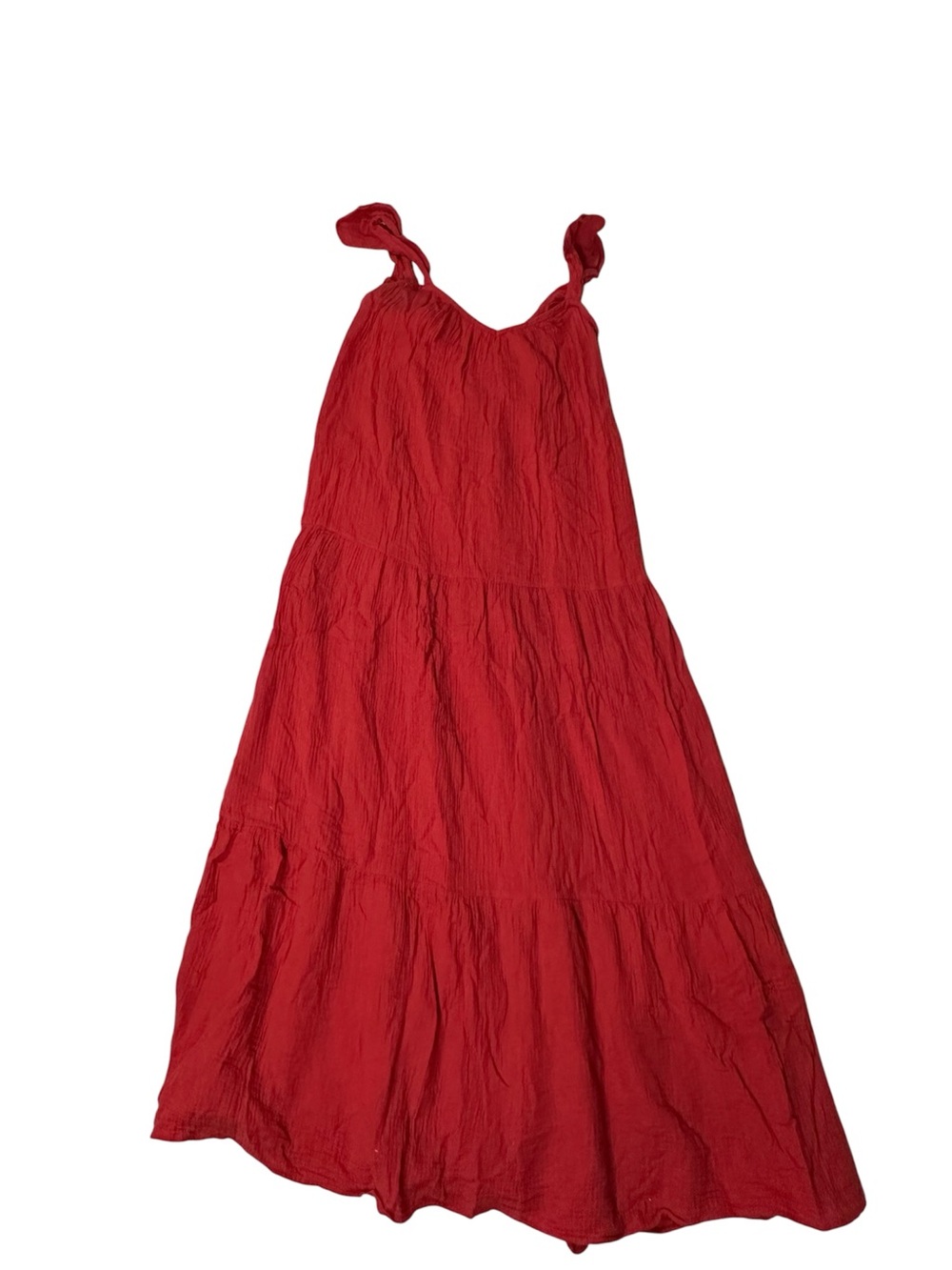 BB Dakota Steve Madden Red Cotton Gauze Tiered Maxi Dress M